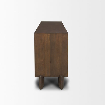 Jonan Dark Brown Wood Dark Aged Brass 2 Door 3 Drawer Sideboard