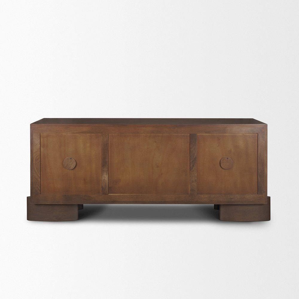 Jonan Dark Brown Wood Dark Aged Brass 2 Door 3 Drawer Sideboard