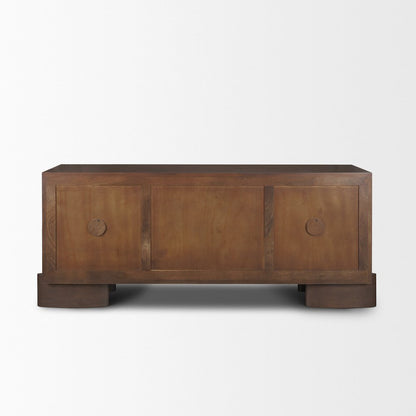 Jonan Dark Brown Wood Dark Aged Brass 2 Door 3 Drawer Sideboard