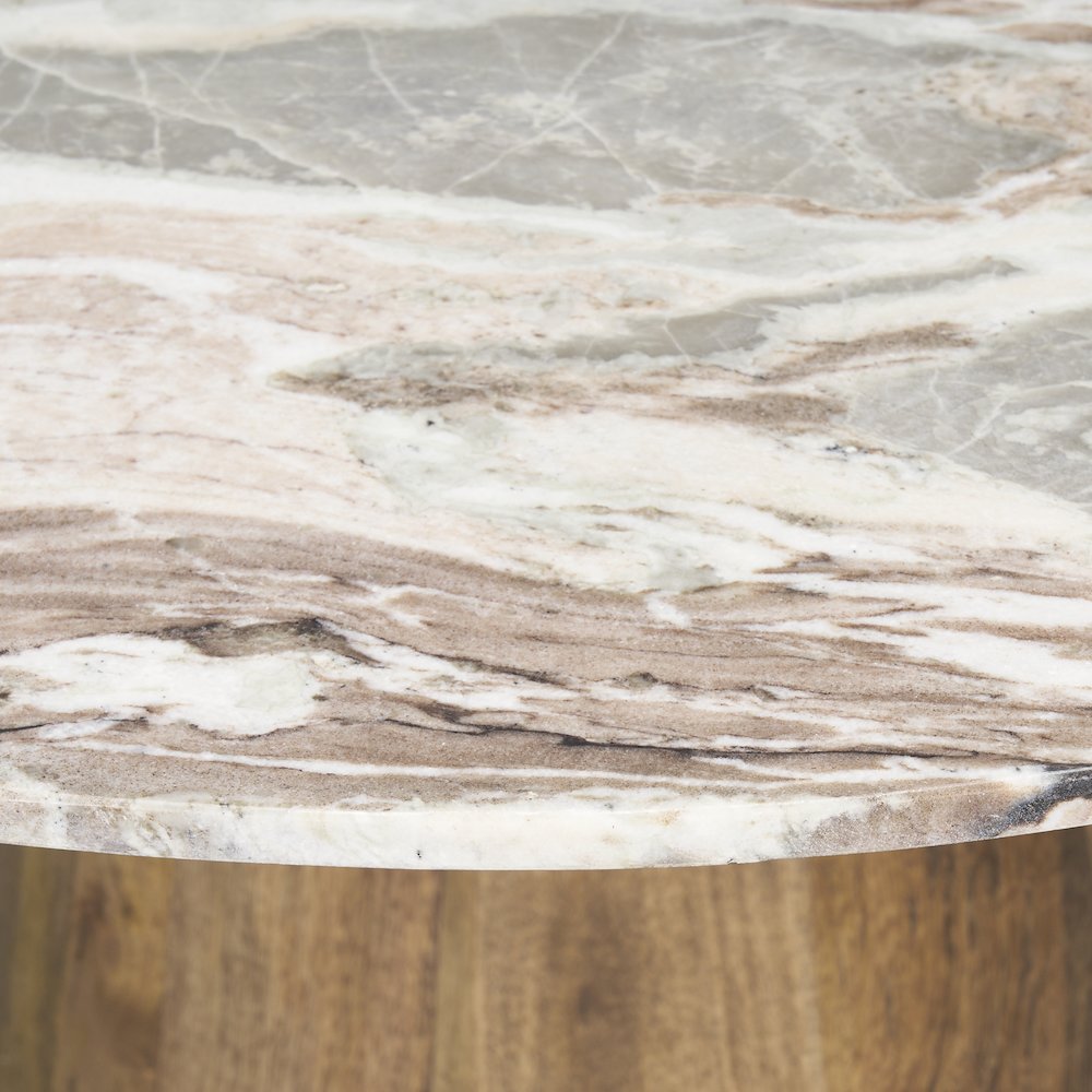 54" Round Medium Brown Pink Marble Pedestal Dining Table