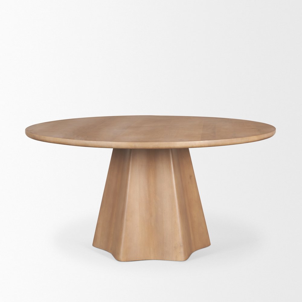 Jovan60" Solid Light Brown Mango Wood Round Dining Table