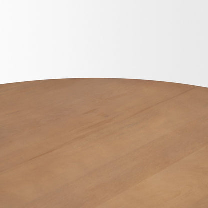 Jovan60" Solid Light Brown Mango Wood Round Dining Table
