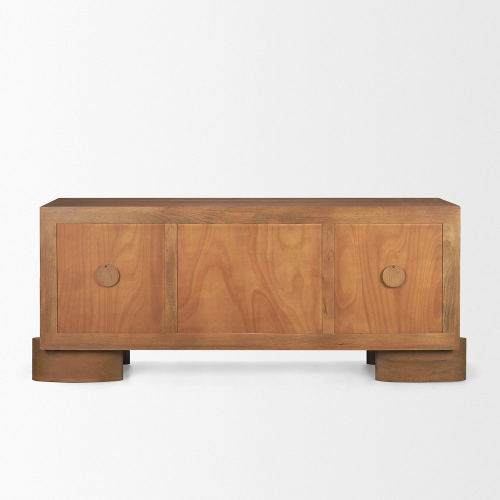 Jonan Medium Brown Wood Dark Aged Brass 2 Door 3 Drawer Sideboard