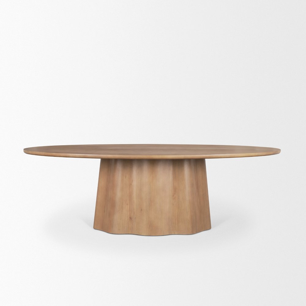 Jovan94" Solid Light Brown Mango Wood Oval Dining Table