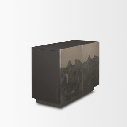 Acid Washed Iron Metal Accent Cabinet