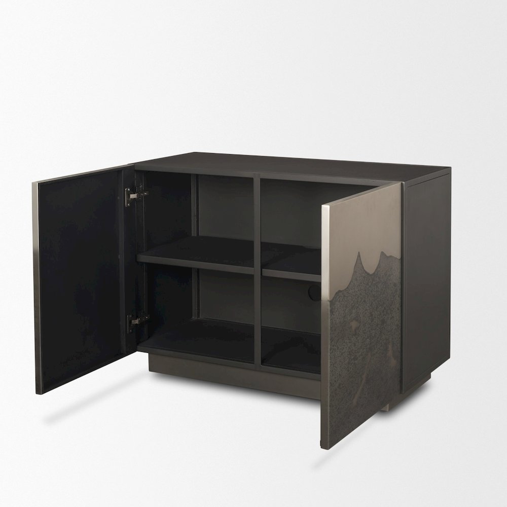 Acid Washed Iron Metal Accent Cabinet