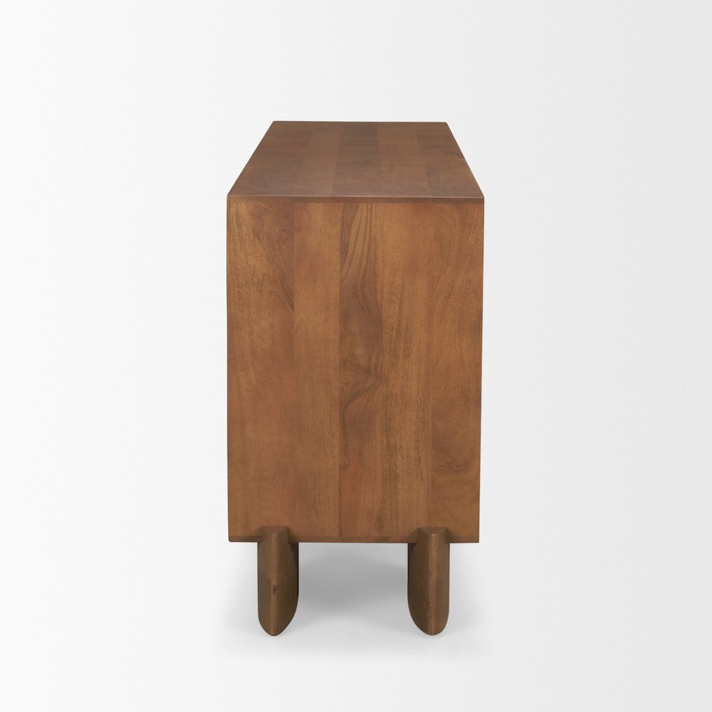 Jonan Medium Brown Wood Dark Aged Brass 2 Door 3 Drawer Sideboard