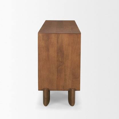 Jonan Medium Brown Wood Dark Aged Brass 2 Door 3 Drawer Sideboard