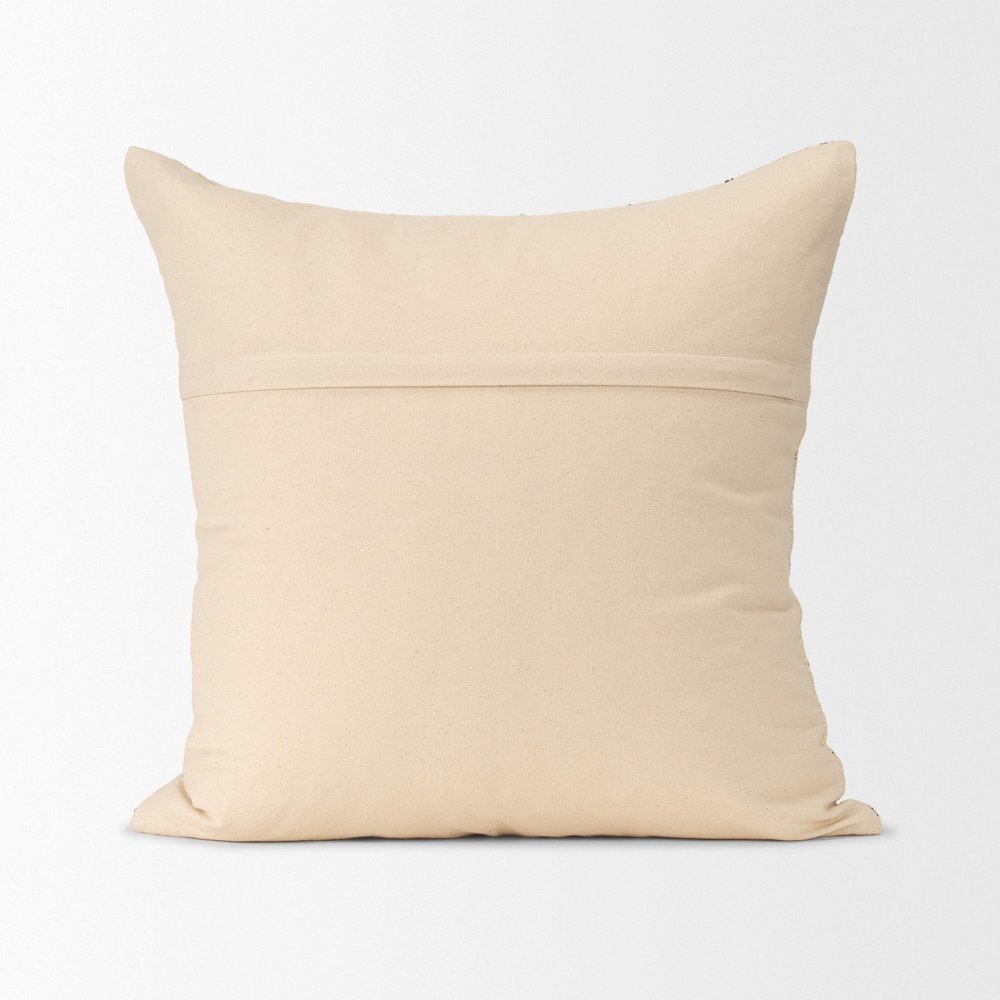 Beige And Black Striped Checkered Decorative Square Pillow Cover