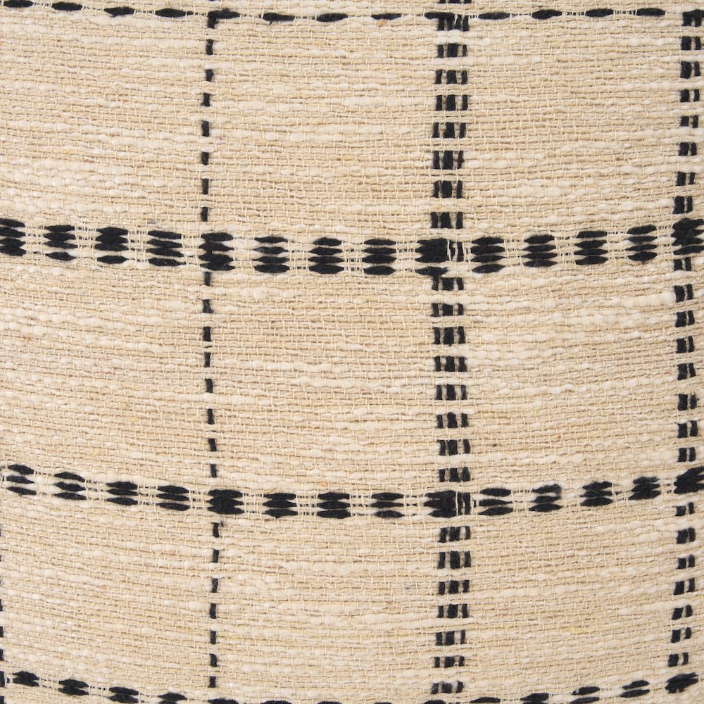 Beige And Black Striped Checkered Decorative Square Pillow Cover