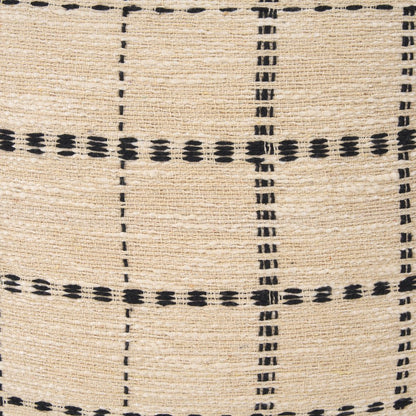 Beige And Black Striped Checkered Decorative Square Pillow Cover