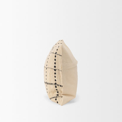 Beige And Black Striped Checkered Decorative Lumbar Pillow Cover