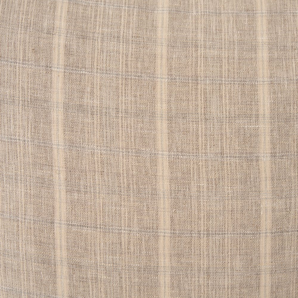 Beige And Gray Plaid Cotton-Linen Decorative Square Pillow Cover