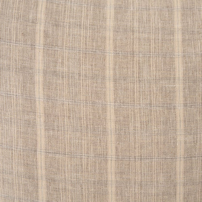 Beige And Gray Plaid Cotton-Linen Decorative Square Pillow Cover