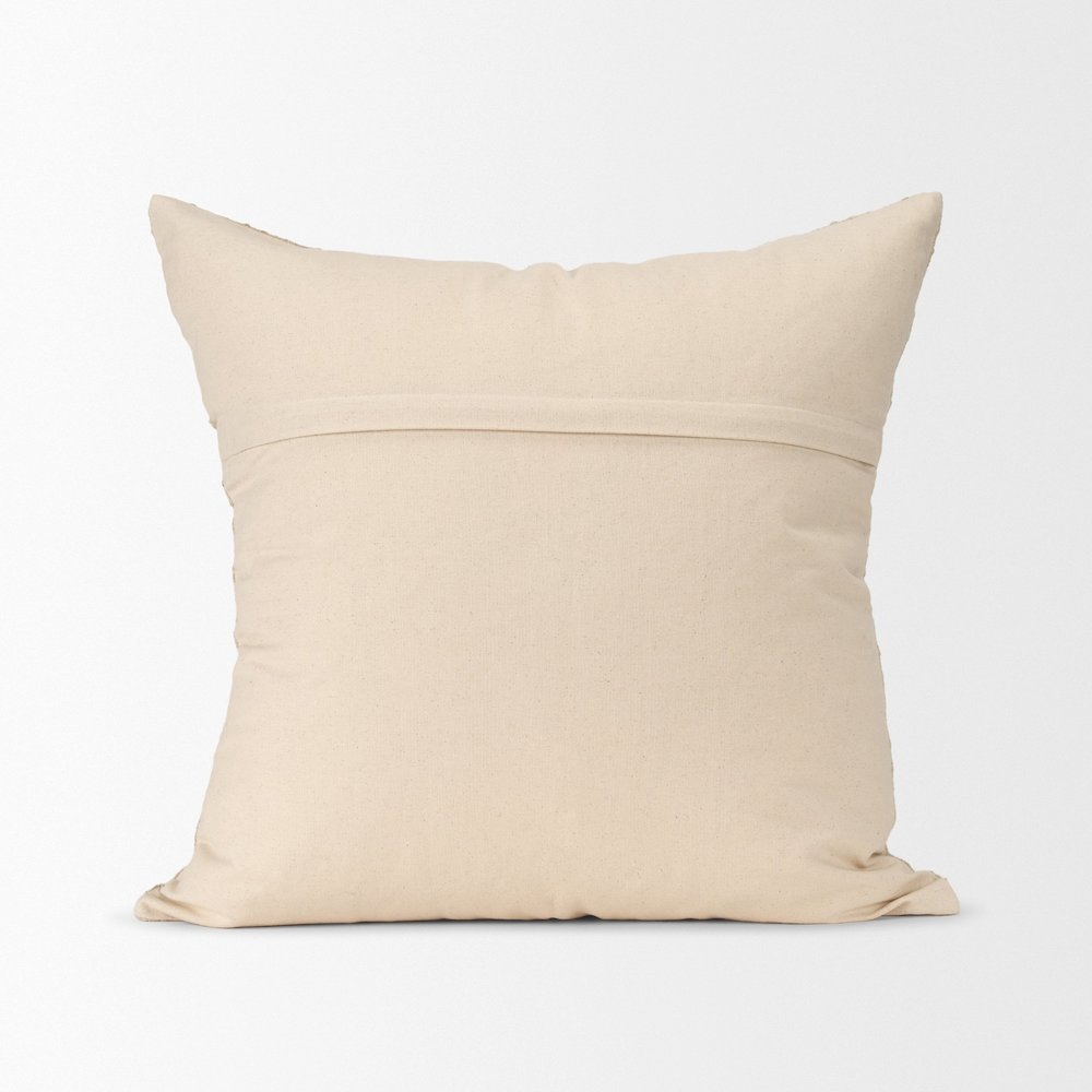 Beige Checker Textured Cotton-Linen Decorative Square Pillow Cover