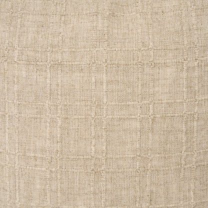 Beige Checker Textured Cotton-Linen Decorative Square Pillow Cover