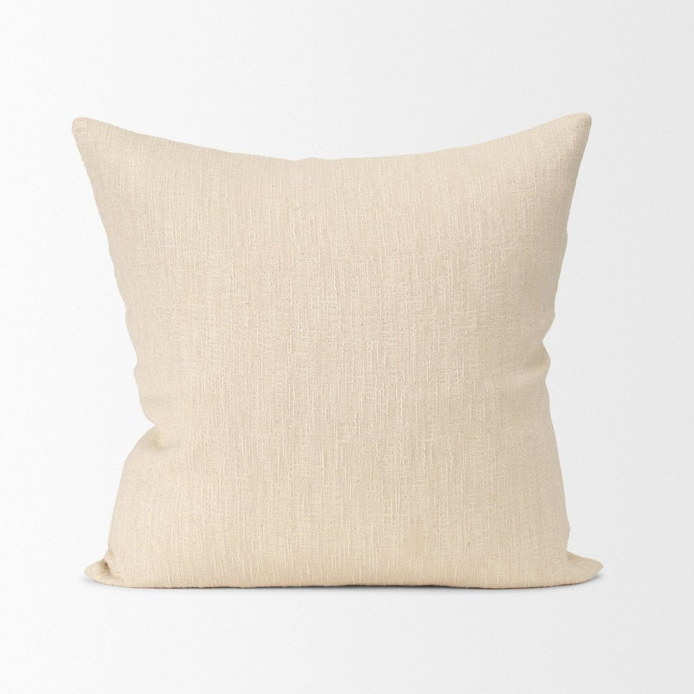 Cream Cotton-Linen Blend Decorative Square Pillow Cover