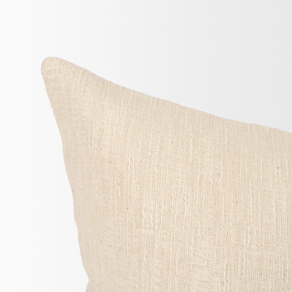 Cream Cotton-Linen Blend Decorative Square Pillow Cover