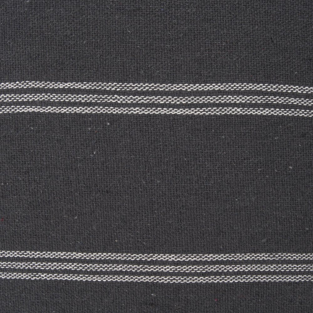 Gray And White Striped Cotton Decorative Lumbar Pillow Cover