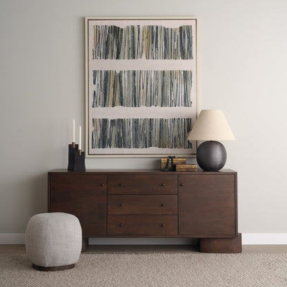 Jonan Dark Brown Wood Dark Aged Brass 2 Door 3 Drawer Sideboard