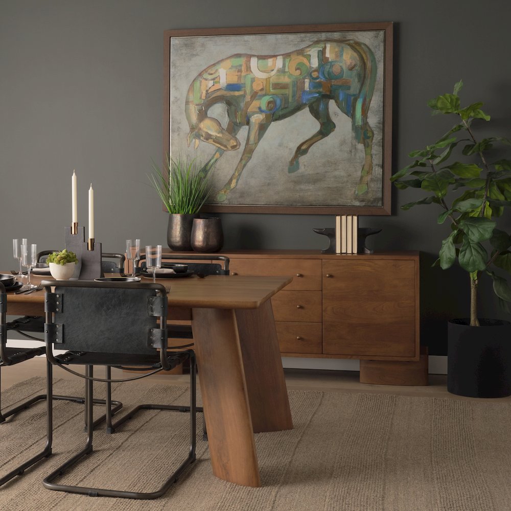 Jonan Medium Brown Wood Dark Aged Brass 2 Door 3 Drawer Sideboard