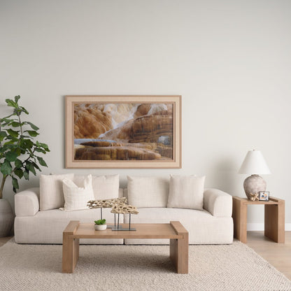 Light Brown Wood Rectangular Coffee Table