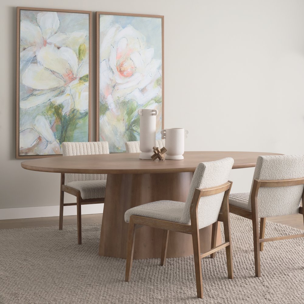 Jovan94" Solid Light Brown Mango Wood Oval Dining Table
