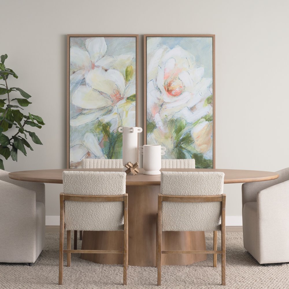 Jovan94" Solid Light Brown Mango Wood Oval Dining Table