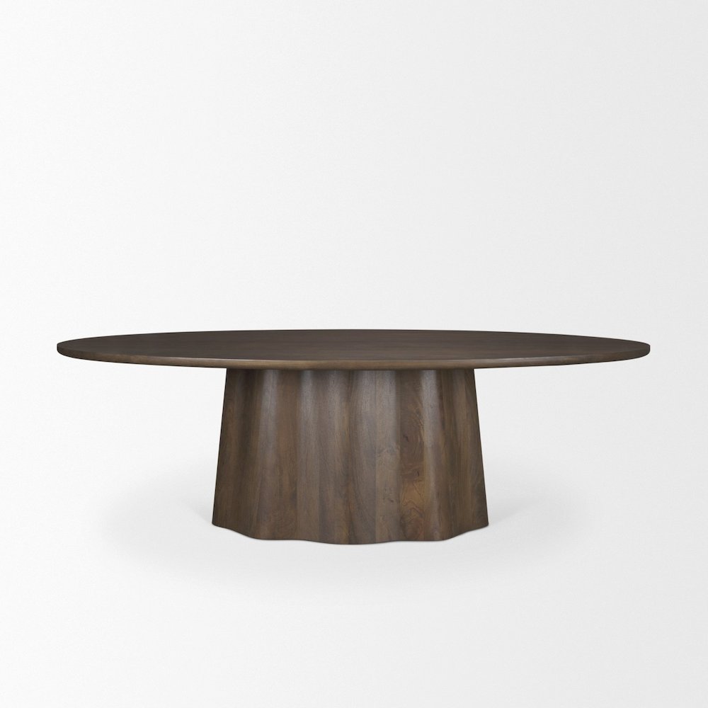 Jovan94" Solid Dark Brown Mango Wood Oval Dining Table