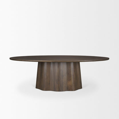 Jovan94" Solid Dark Brown Mango Wood Oval Dining Table