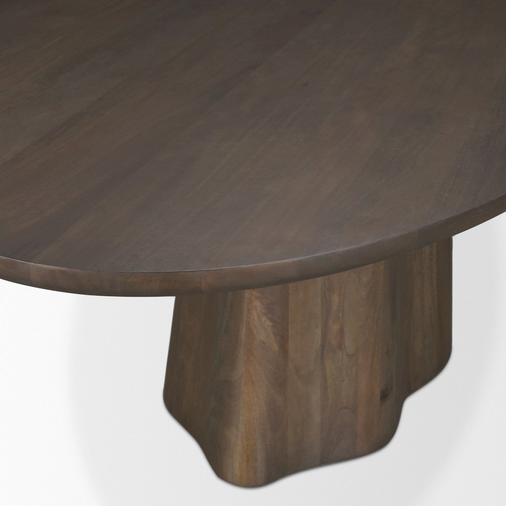 Jovan94" Solid Dark Brown Mango Wood Oval Dining Table