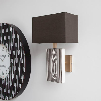 Maravilla III 11x17 Black/White Pattered Base Black Fabric Shade Wall Sconce