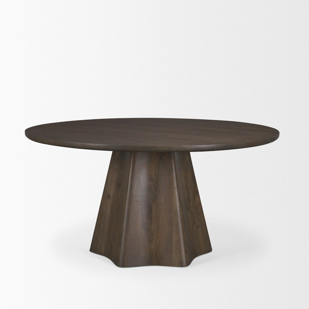 Jovan60" Solid Dark Brown Mango Wood Round Dining Table