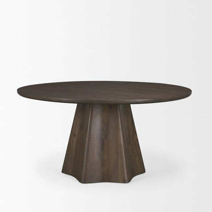 Jovan60" Solid Dark Brown Mango Wood Round Dining Table