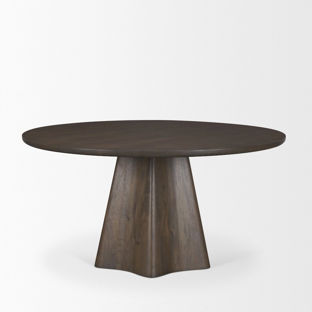 Jovan60" Solid Dark Brown Mango Wood Round Dining Table