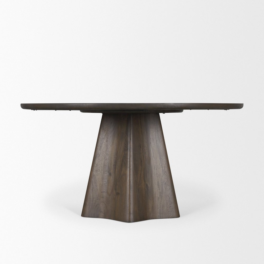 Jovan60" Solid Dark Brown Mango Wood Round Dining Table