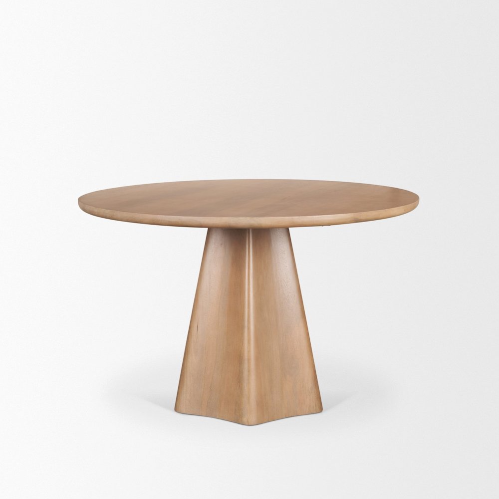 Jovan48" Solid Light Brown Mango Wood Round Dining Table
