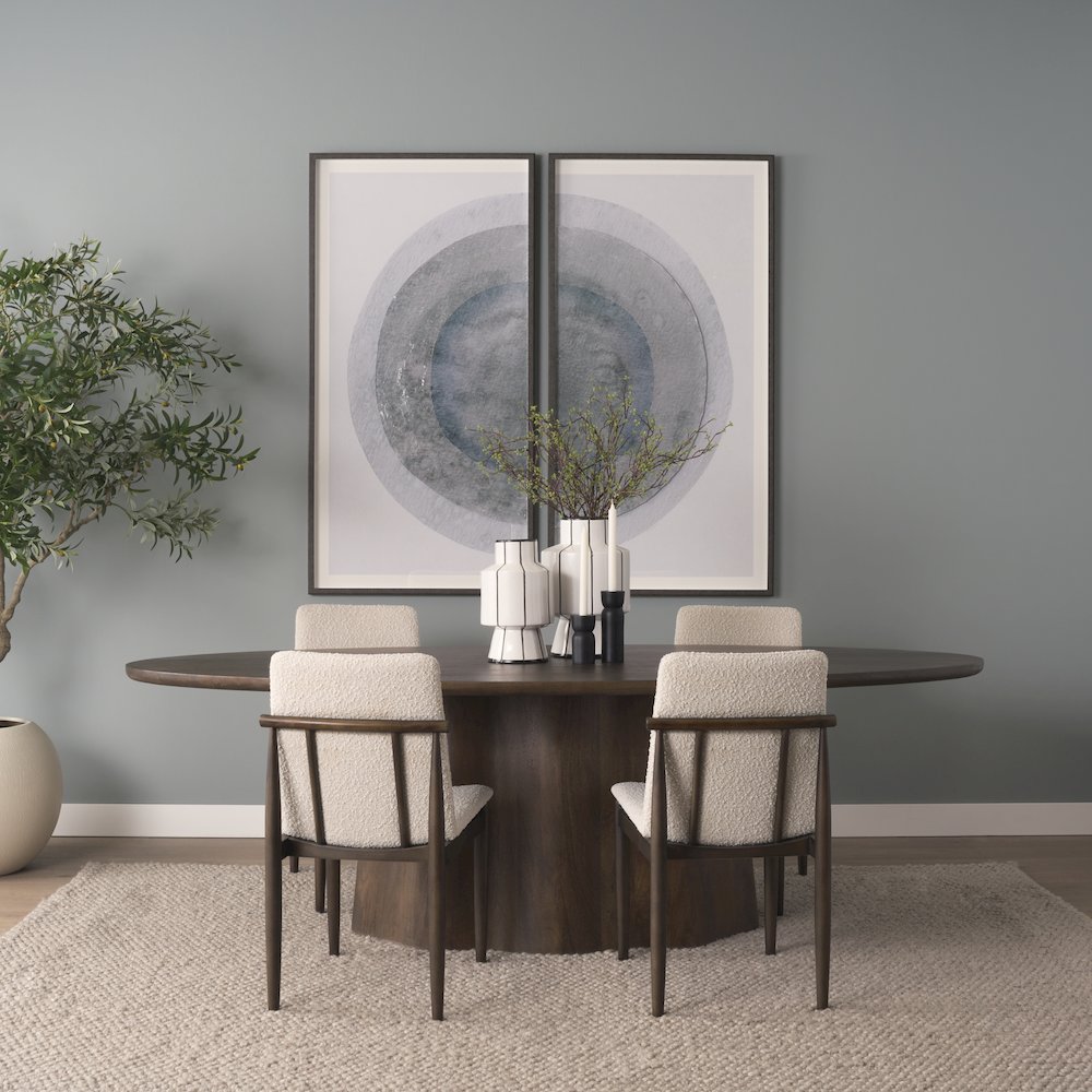 Jovan94" Solid Dark Brown Mango Wood Oval Dining Table