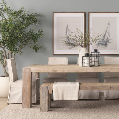 Whitewash Reclaimed Wood Bench