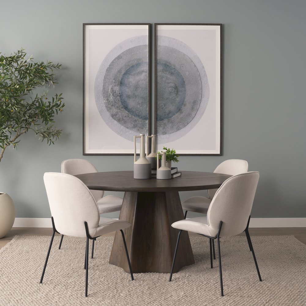 Jovan60" Solid Dark Brown Mango Wood Round Dining Table