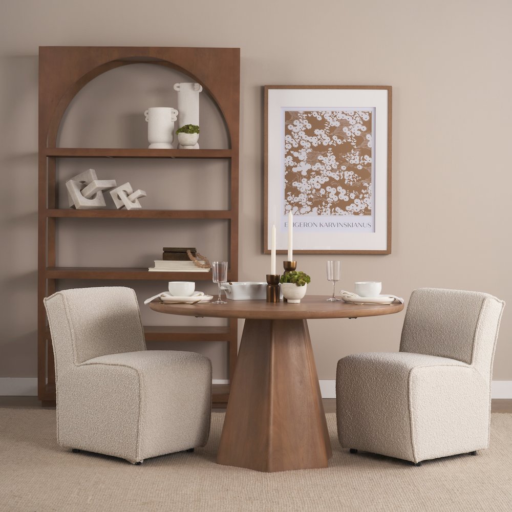Jovan48" Solid Light Brown Mango Wood Round Dining Table