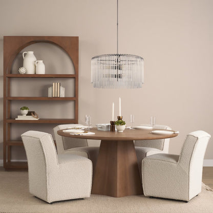 Jovan60" Solid Light Brown Mango Wood Round Dining Table