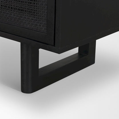 Grier Matte Black Stained WoodBlack Cane Accent Cabinet