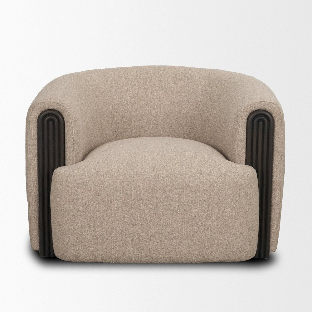 Kornelia Textured Mushroom Fabric Barrel Accent Chair