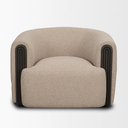 Kornelia Textured Mushroom Fabric Barrel Accent Chair