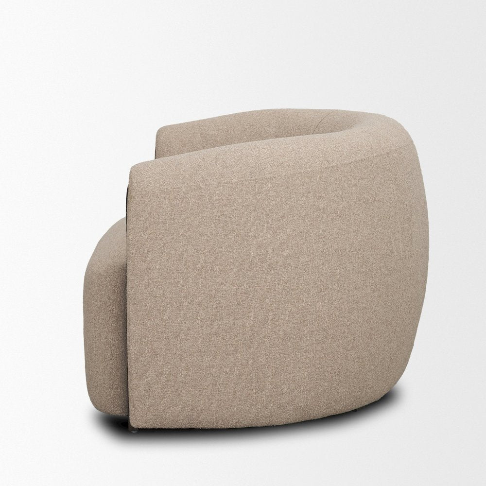 Kornelia Textured Mushroom Fabric Barrel Accent Chair