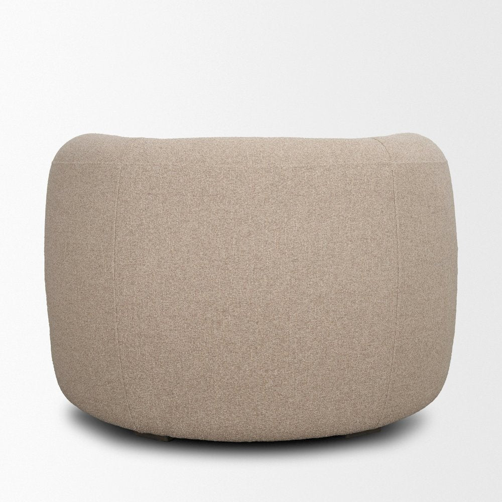 Kornelia Textured Mushroom Fabric Barrel Accent Chair