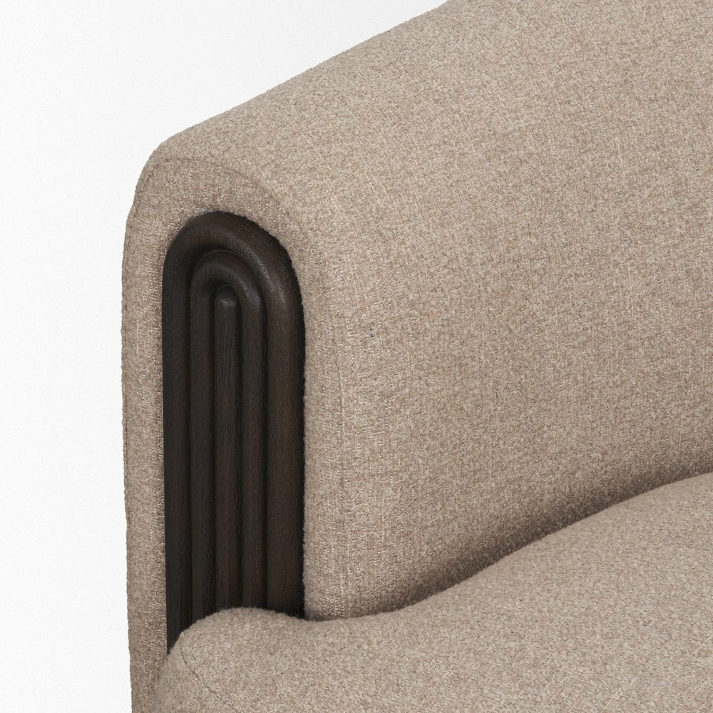 Kornelia Textured Mushroom Fabric Barrel Accent Chair