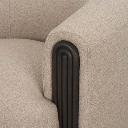 Kornelia Textured Mushroom Fabric Barrel Accent Chair