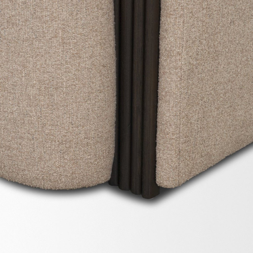 Kornelia Textured Mushroom Fabric Barrel Accent Chair